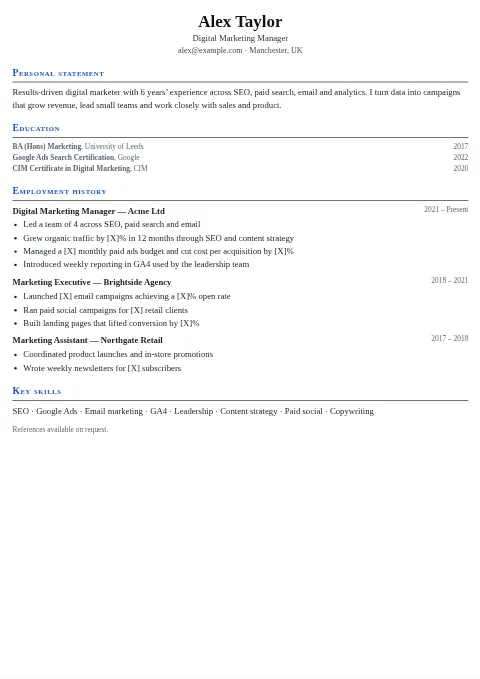 Academic CV and resume template preview