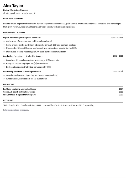 ATS-Friendly Plain CV and resume template preview