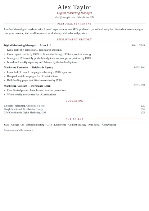 Elegant Serif CV and resume template preview