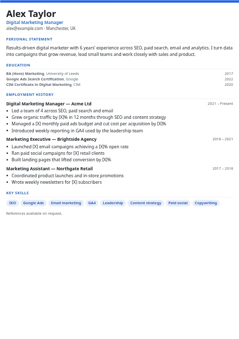 Graduate CV and resume template preview