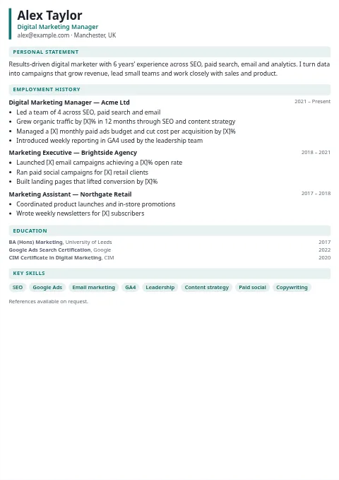 Healthcare Clean CV and resume template preview