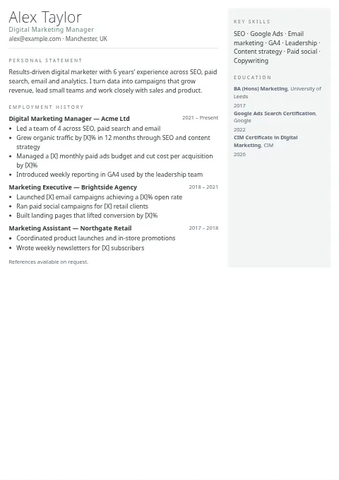 Nordic Minimal CV and resume template preview
