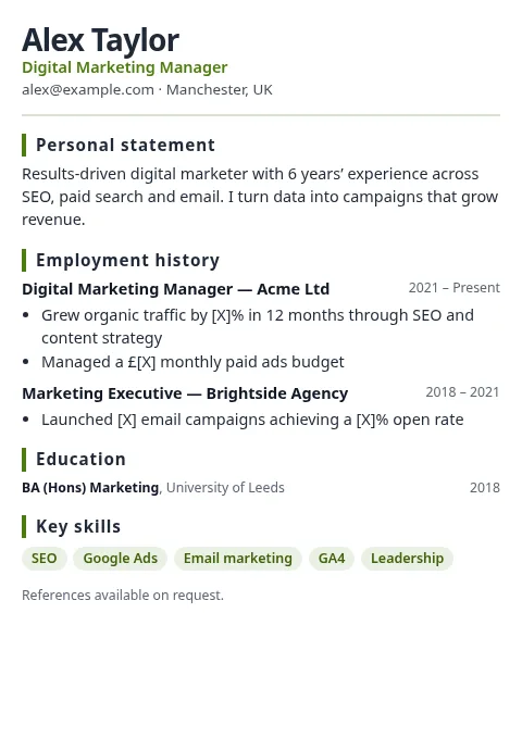 Sage Soft CV and resume template preview