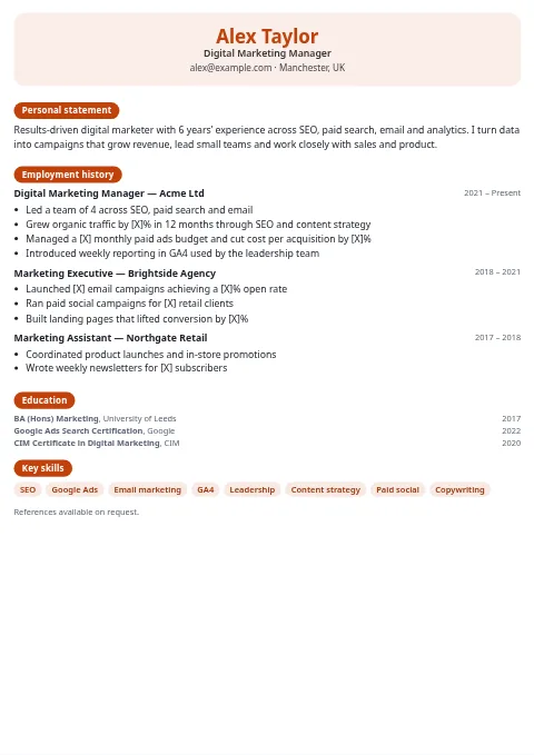Teacher Friendly CV and resume template preview